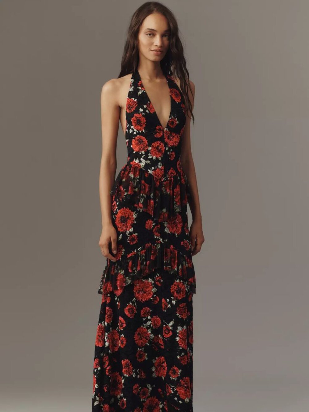 Anthropologie AFRM Halter Floral Print Maxi Dress XS
